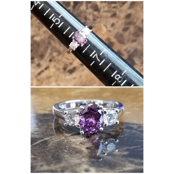 Genuine 1.7ct Amethyst and White Topaz Ring 6 - Picture 5 of 5